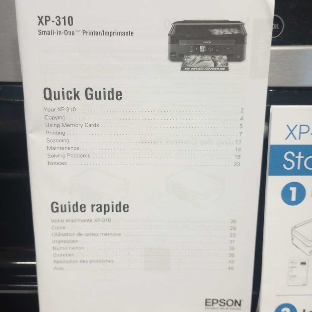 Epson XP-310 Small-in-One Printer Manuals, Quick Guide & Software CD Disc Driver