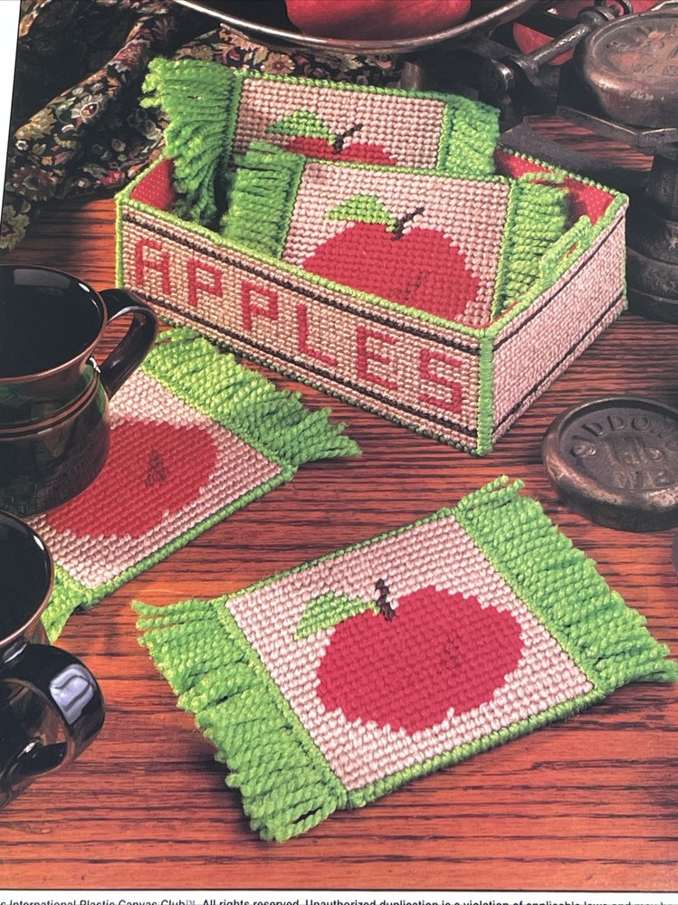 Apple Mug Rugs & Crate Coasters Annie's Attic Plastic Canvas Pattern