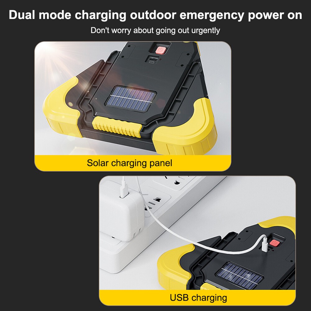 Foldable Car Emergency Triangle Warning Light Multi-Function LED Light Solar US