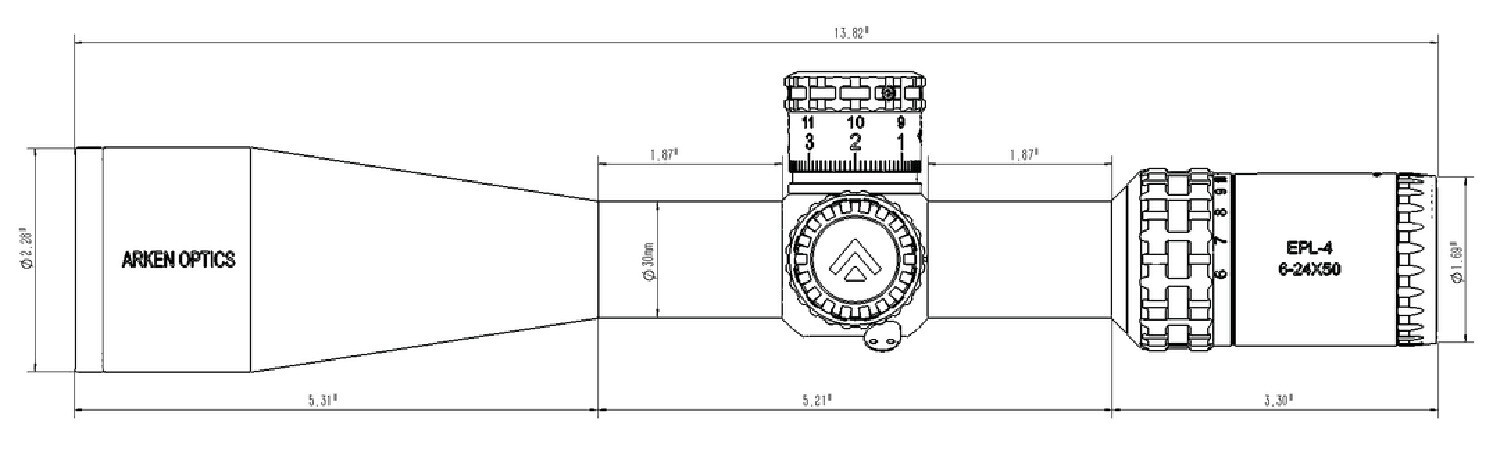 Arken Optics EPL-4 6-24X50 FFP MIL VPR Illuminated Reticle with Zero Stop - 30mm