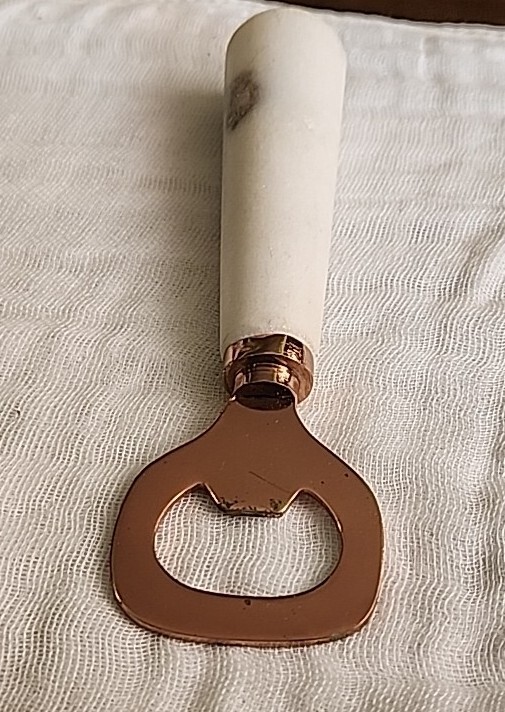 Marble Handle Bottle Opener Gold Toned