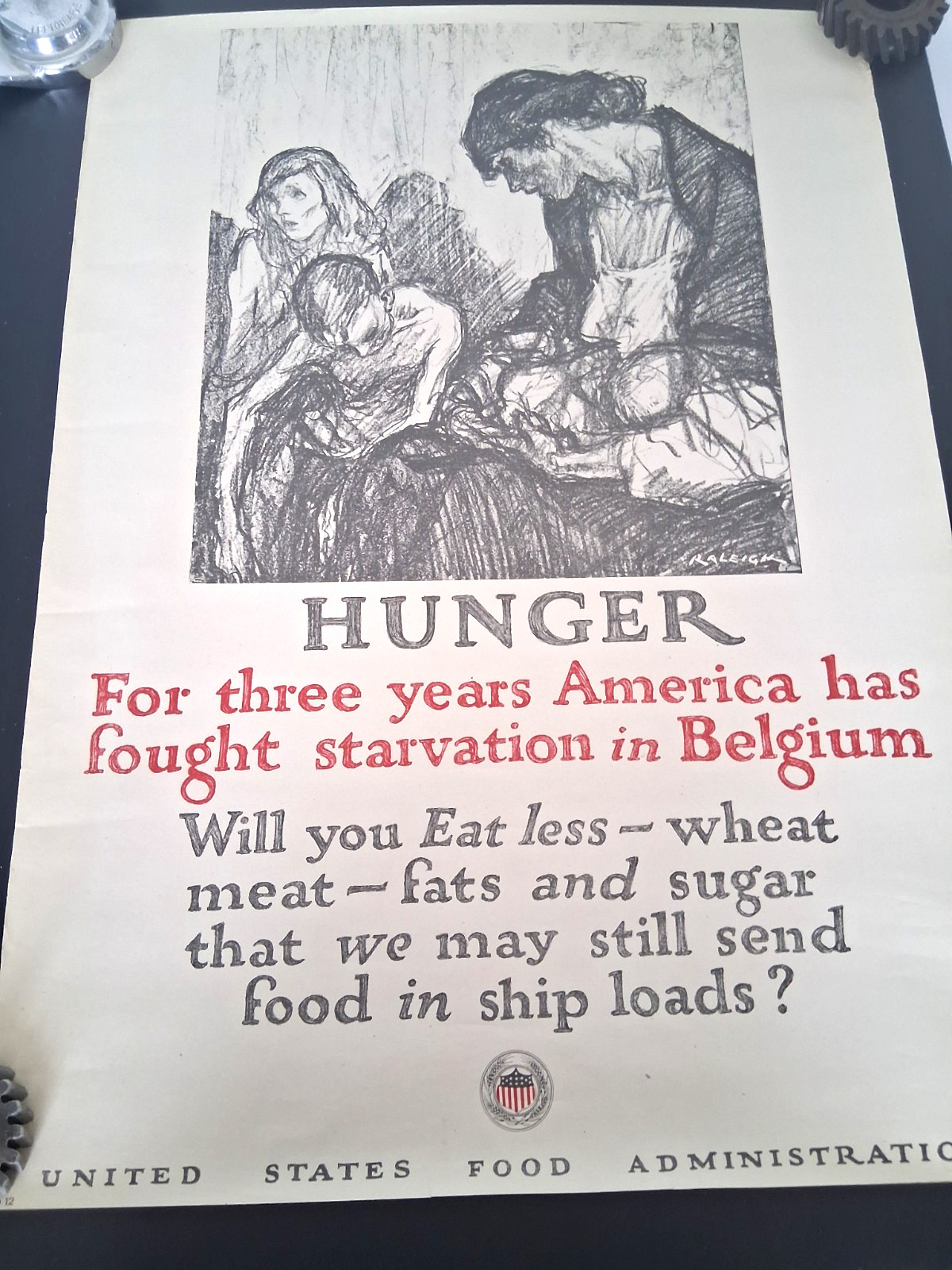 Original WWI America Has Fought Hunger In Belgium Poster US Food Administration