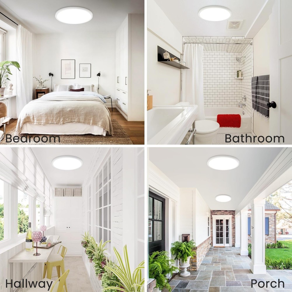 Energy-Efficient 12-Inch LED Ceiling Light - Adjustable Brightness & Color Modes