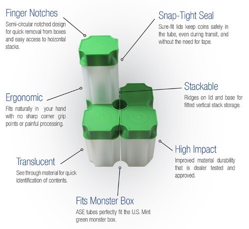 10 American Silver Eagle Square Coin Tubes 1 Oz ASE Long Term Storage Guardhouse