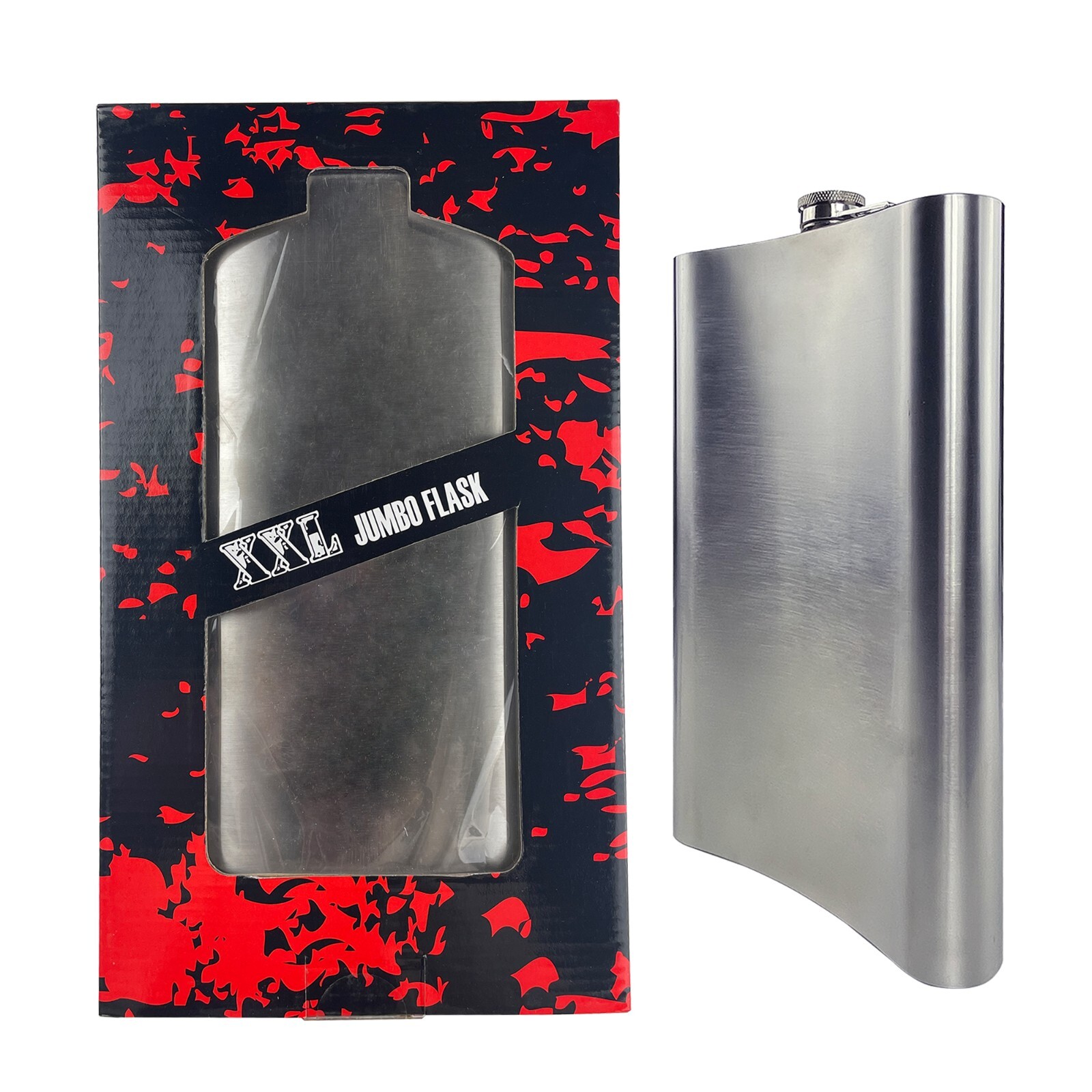 FLASK 64oz Stainless Steel XX Large Party Jumbo Liquor Irish Whiskey 1/2 Gallon