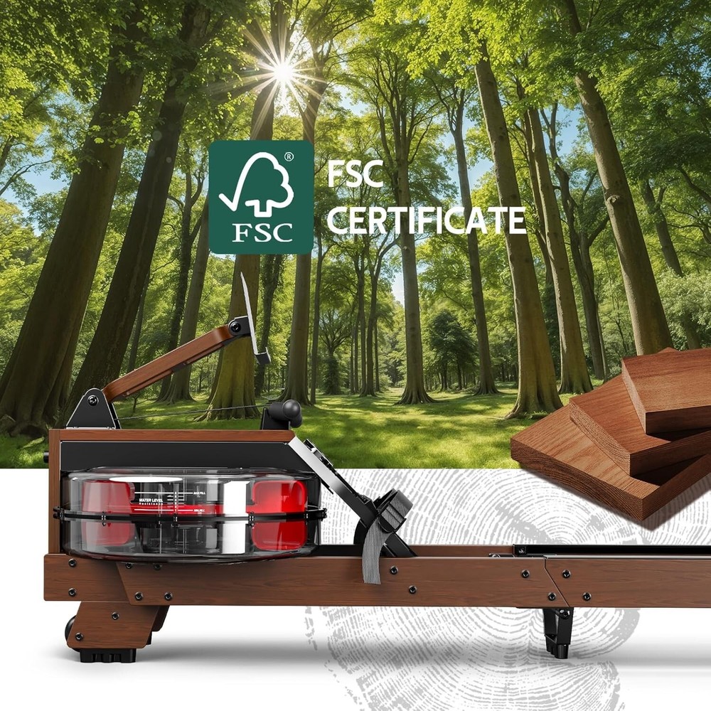 Rowing Machine - Solid Wood Rowing Machines for Home, Water Rowing Machine Folda