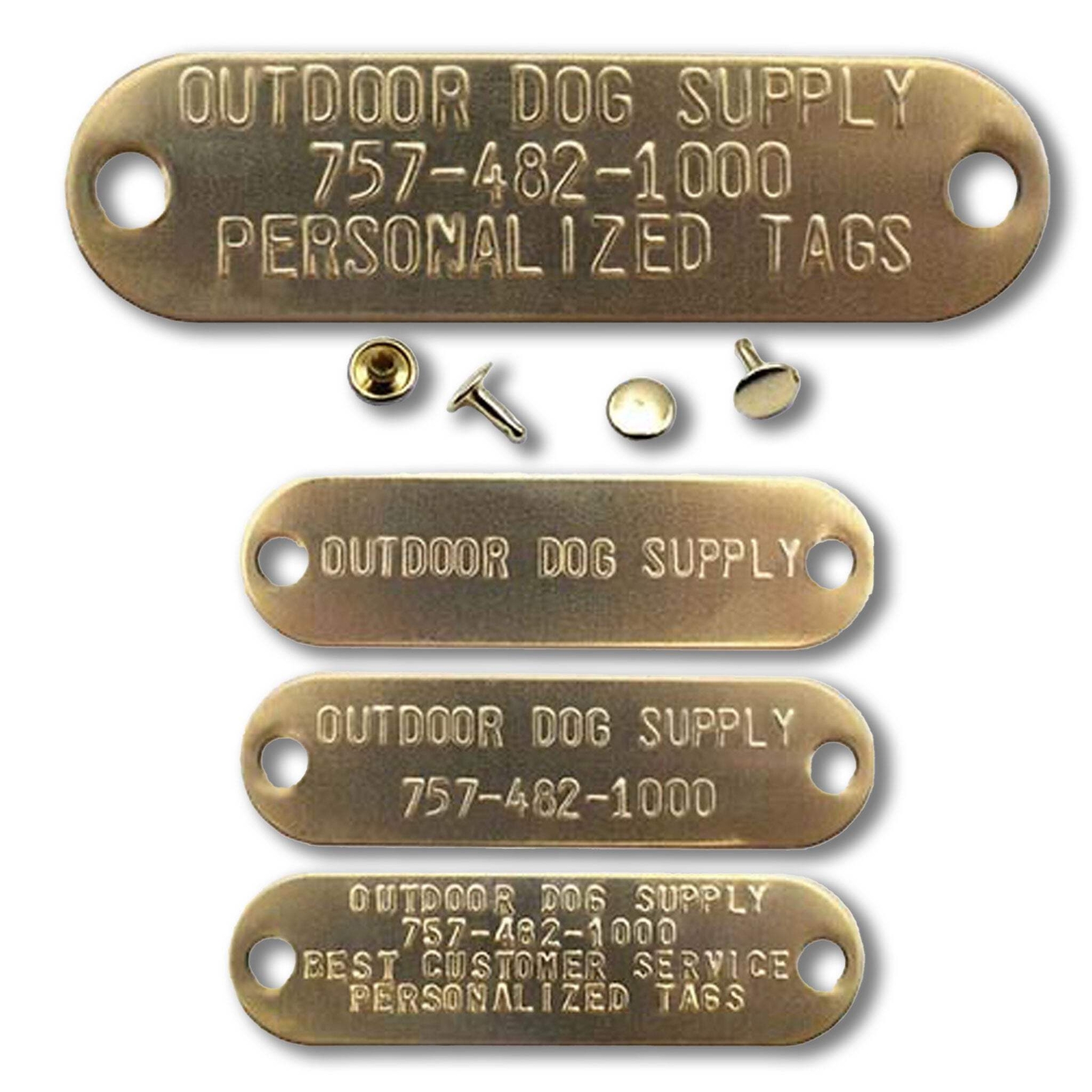 Custom 3/4" x 2 3/4" Raised Lettering Brass Dog Collar Name Tags