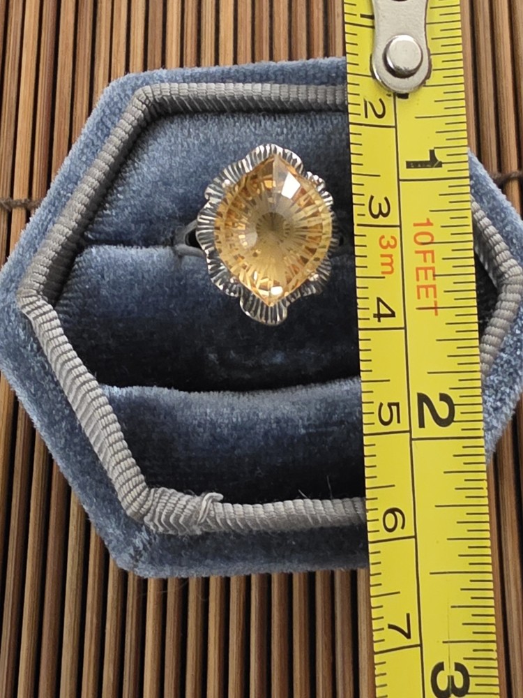 925 Silver Citrine Adjustable Ring
