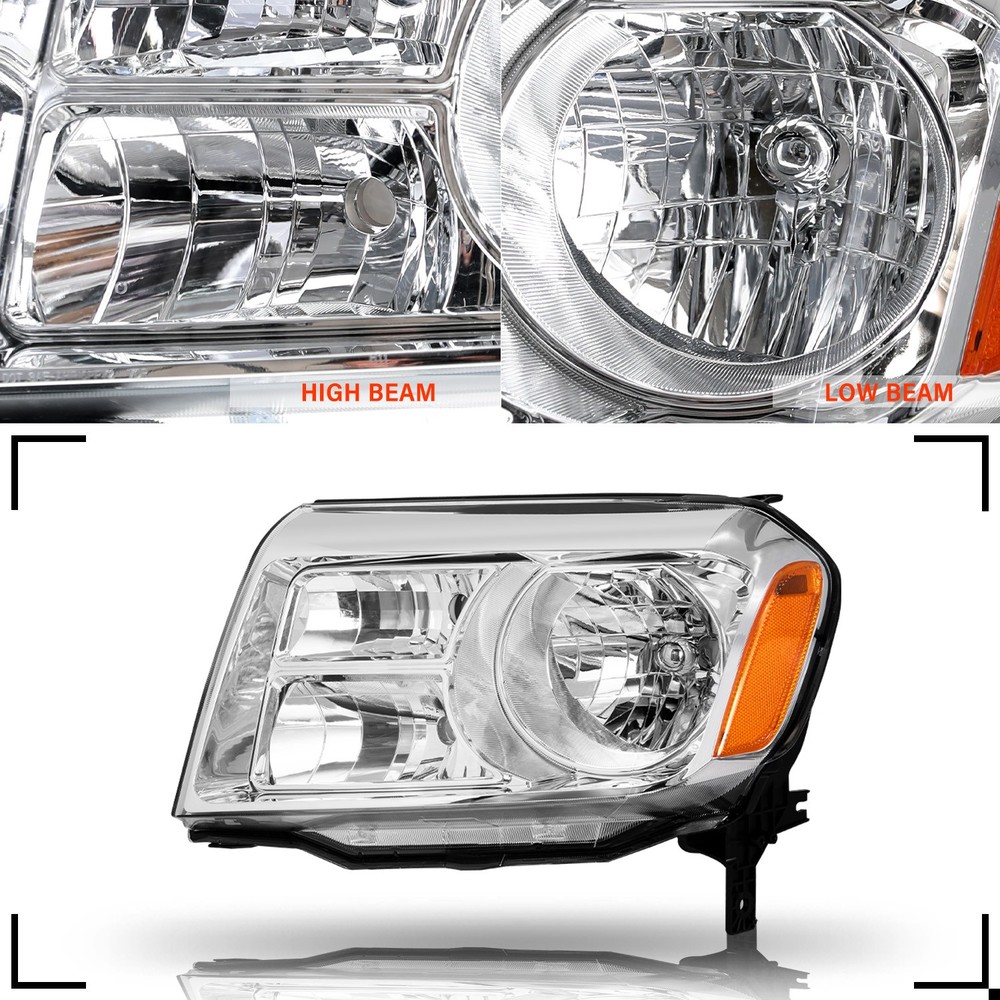 For 2012 2013 2014 2015 Honda Pilot HalogenChrome AMber Headlights Pair