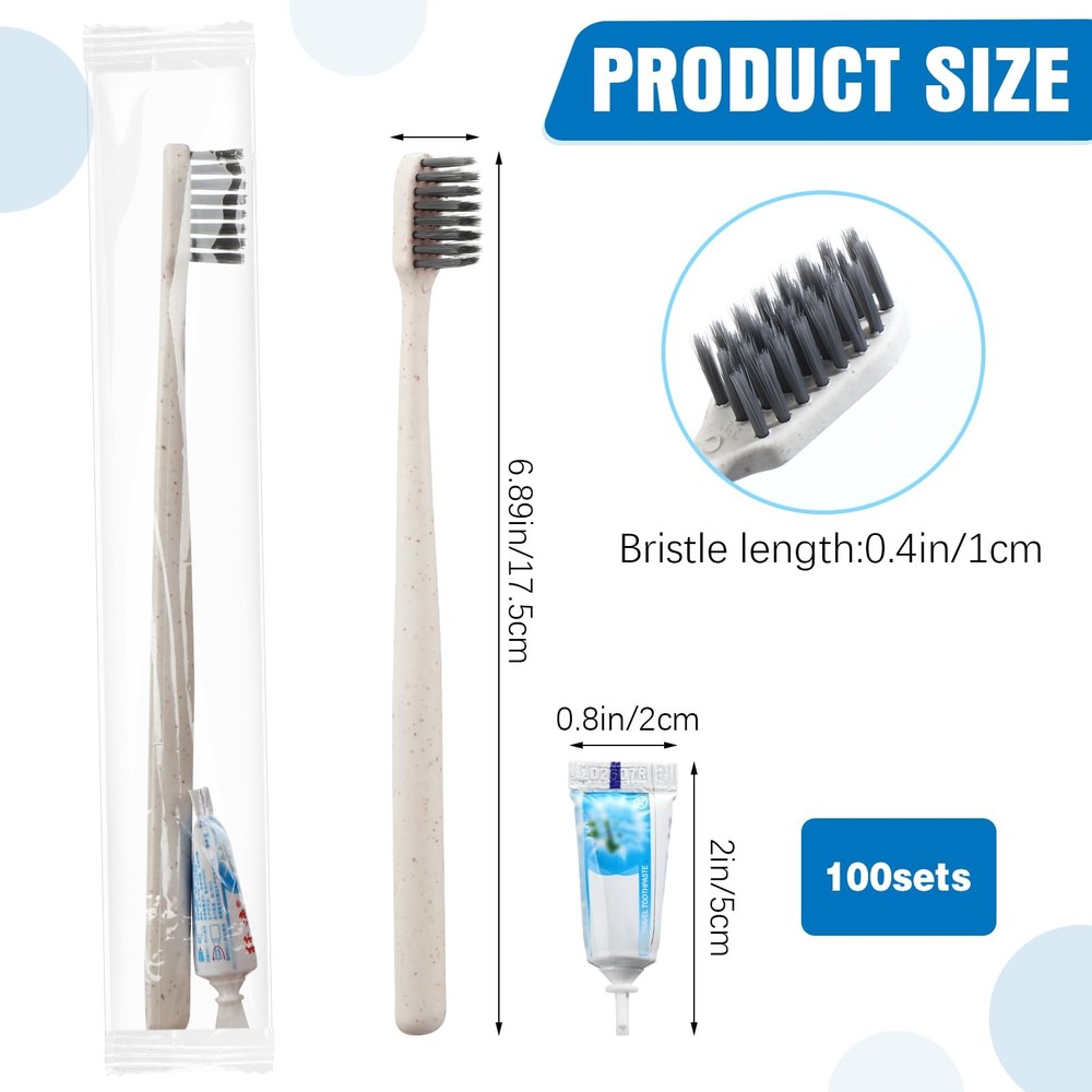 Uiifan 100 Sets Disposable Toothbrushes with Toothpaste Bulk Individually Wra...