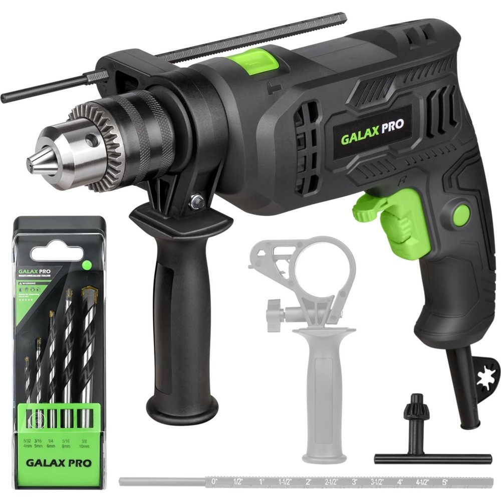 Dual-Function Corded Impact Drill with Variable Speed & Adjustable Handle
