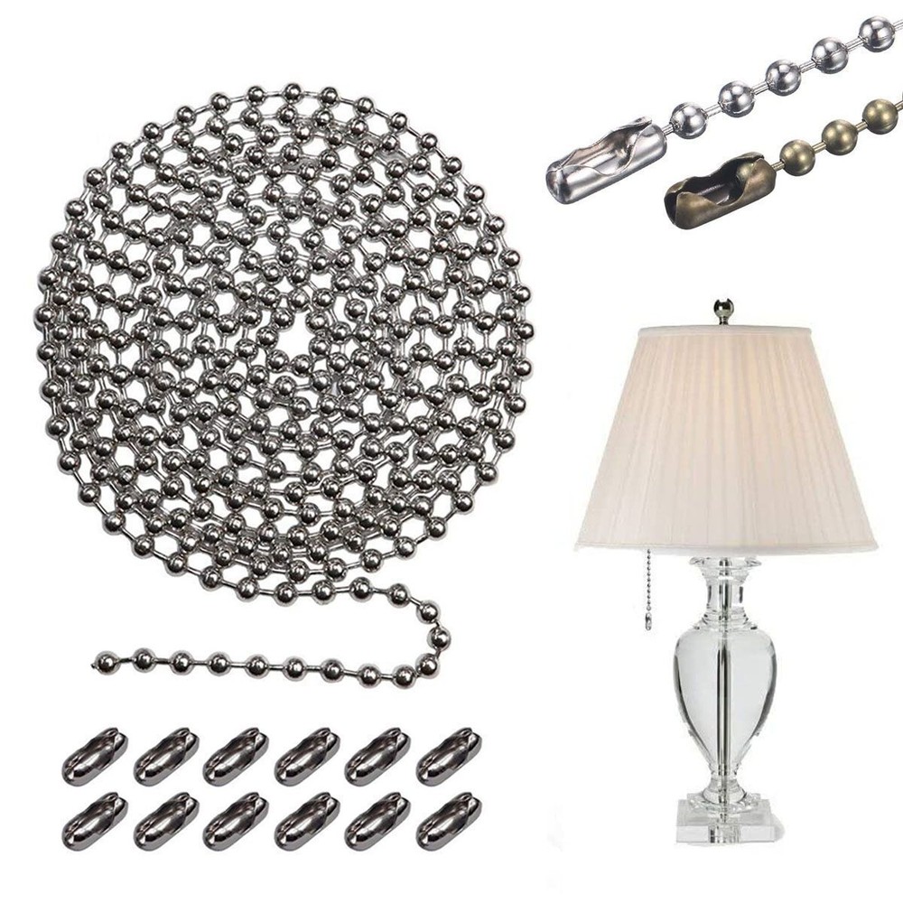 10FT Ceiling Fan Pull Chain Beaded Extension Set Home Light Decor w/ Connectors