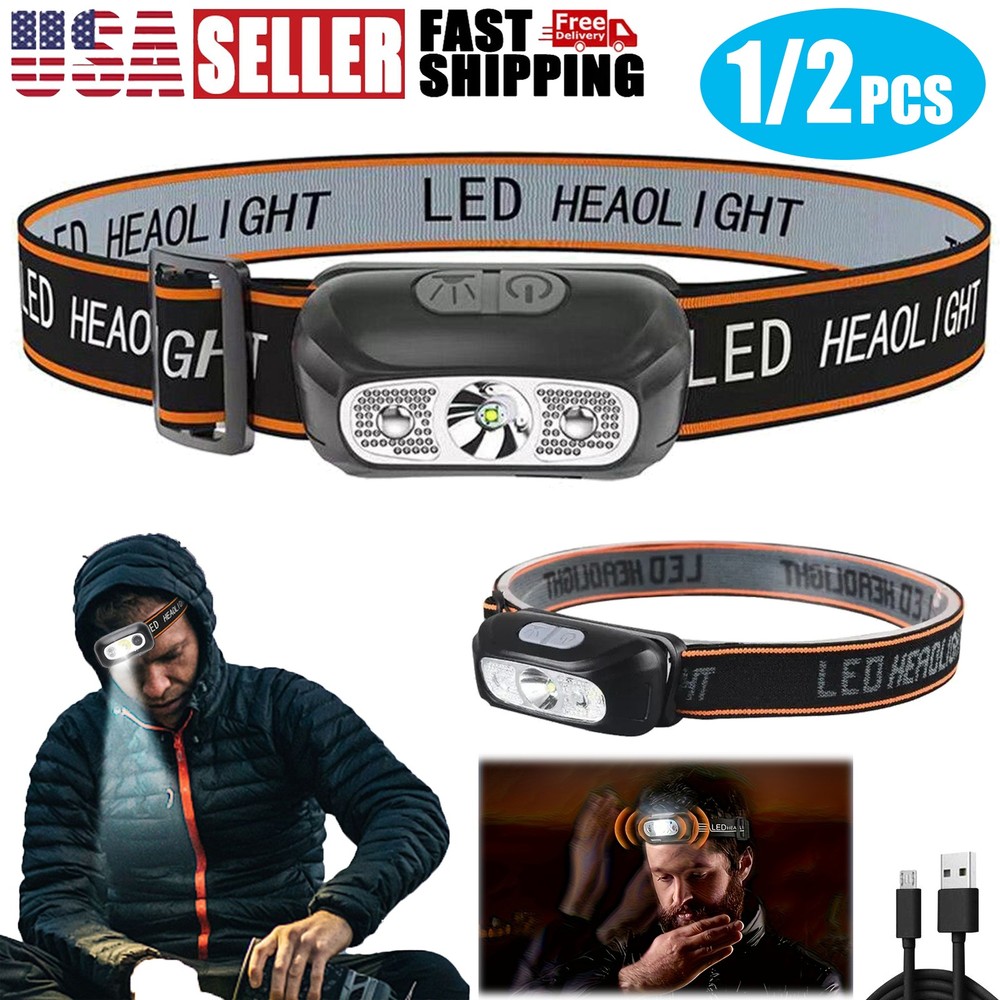 LED Headlamp Rechargeable, High Lumen Dimmable Headlight Flashlight with Motion