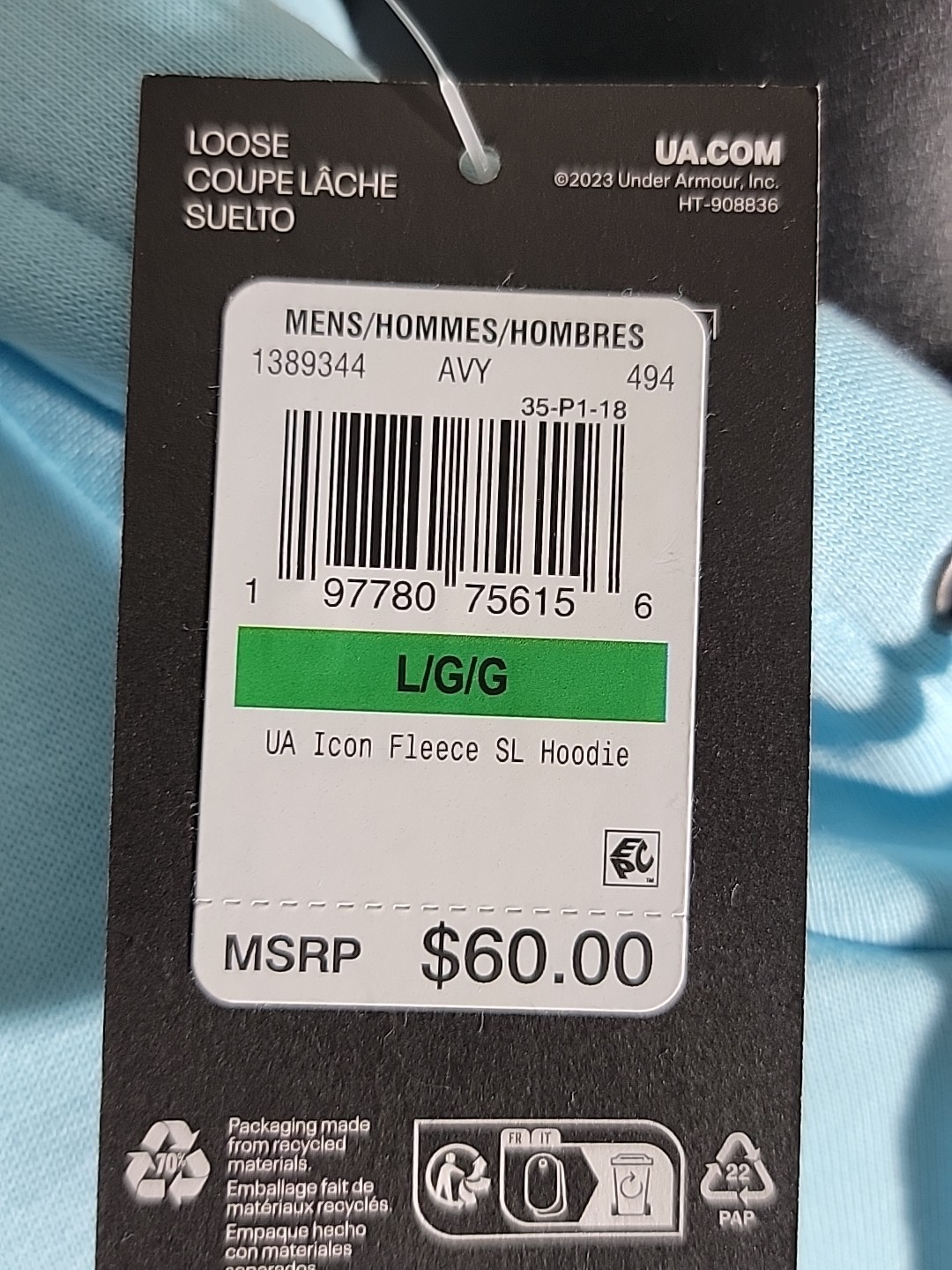 New Under Armour Mens Icon Fleece LG Sleeveless Hoodie Blue