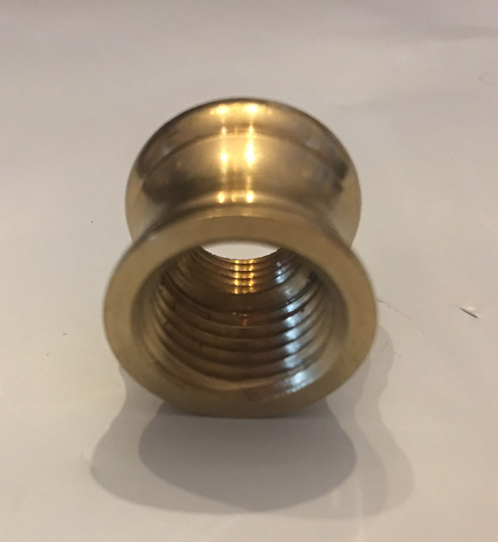 New Unfinished Brass Neck Coupling 1/8F x 1/4F (3/8" x 1/2" lamp pipe) Lamp Part