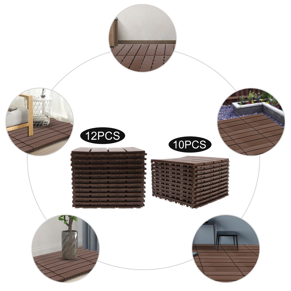 12x12" Plastic Interlocking Composite Decking Floor Deck Tiles Bacony Pavers