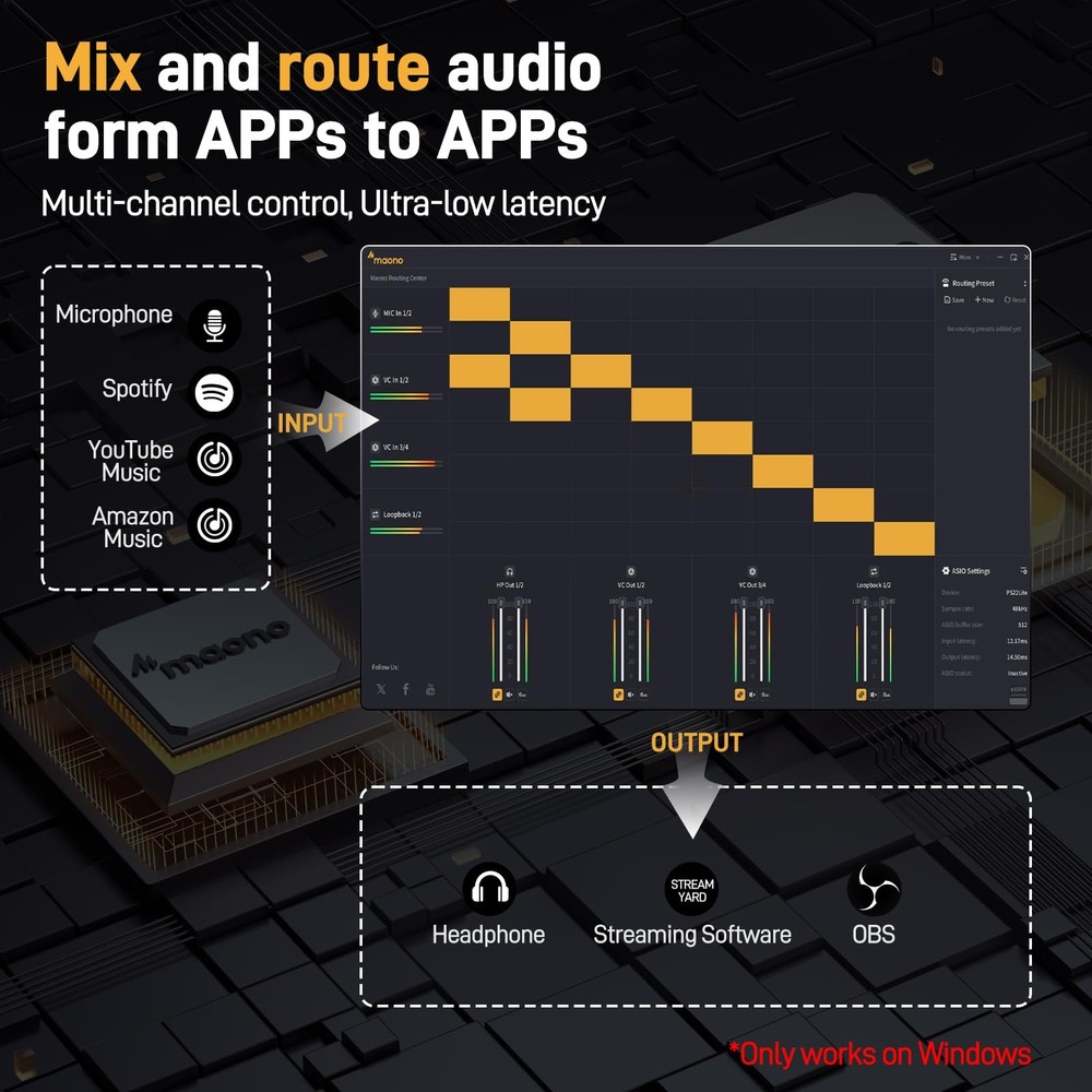USB Audio Interface for PC: Interface with XLR Input 24-bit/192kHz Routing So...