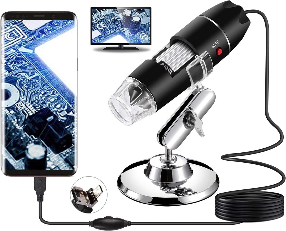 Versatile USB Microscope 40X-1000X with LED Lights for Educational Insights