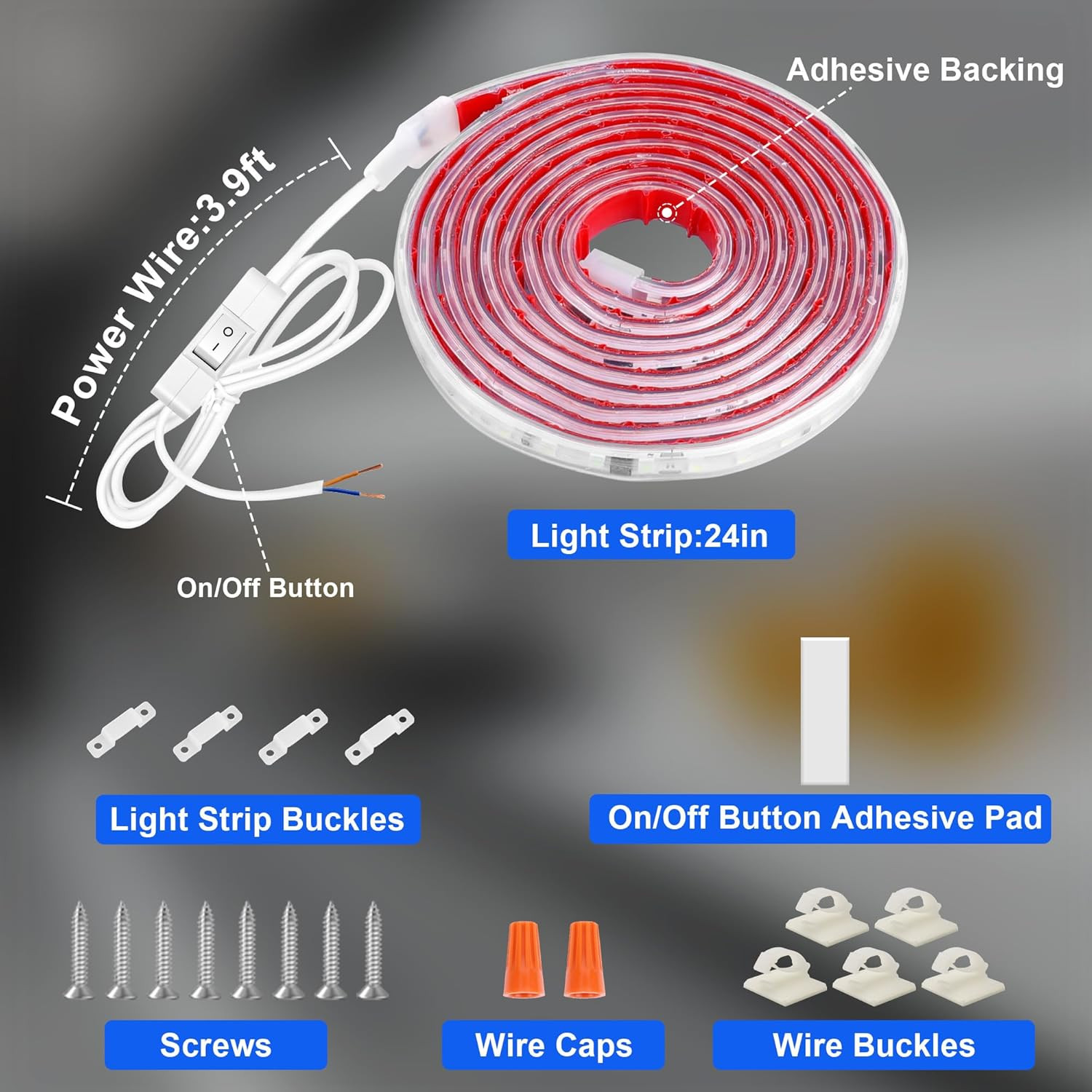 under Cabinet LED Strip Lighting Hardwired 24In, Ultra Bright Small LED Light Ba