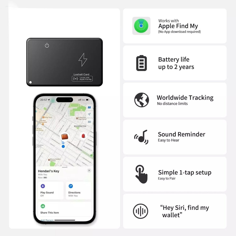 Lightweight Wireless Charging Smart Card Tracker Ultra-Thin ABS Wallet Tracker