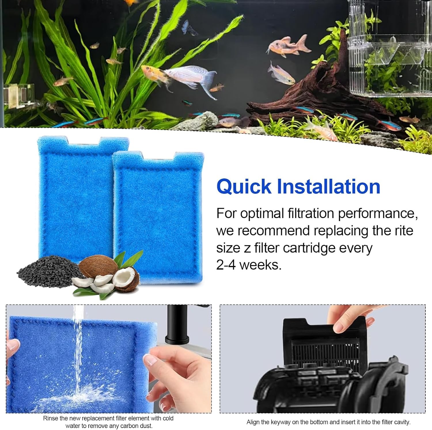 Rite-Size Z Aquarium Filters Fish Tank Filter Cartridges Compatible with...