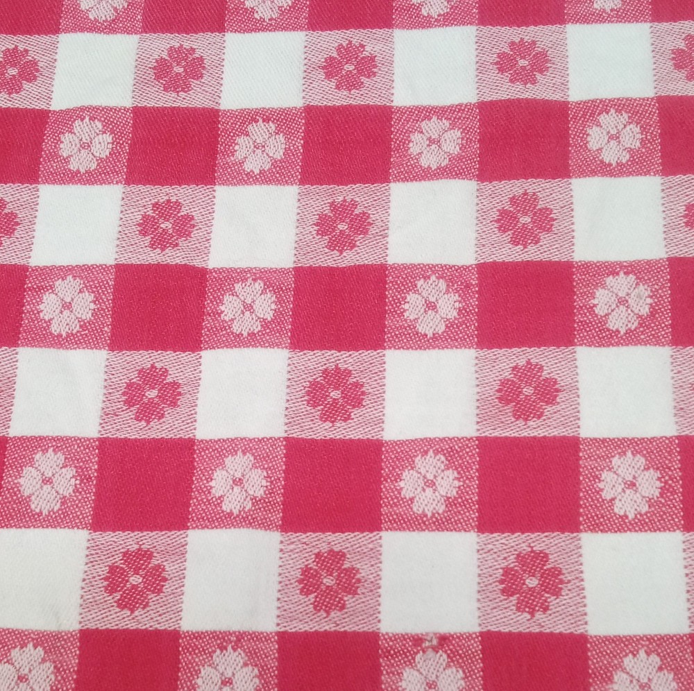 Pink White Check Plaid Rectangular Cloth Tablecloth Classic Style