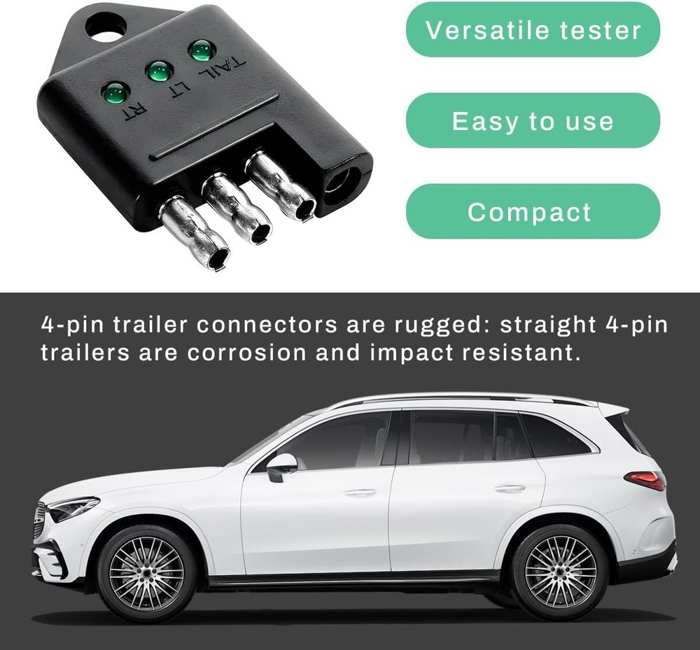 4-Way Trailer Wire Tester with LED Indicators - Compact & Durable Circuit Tester