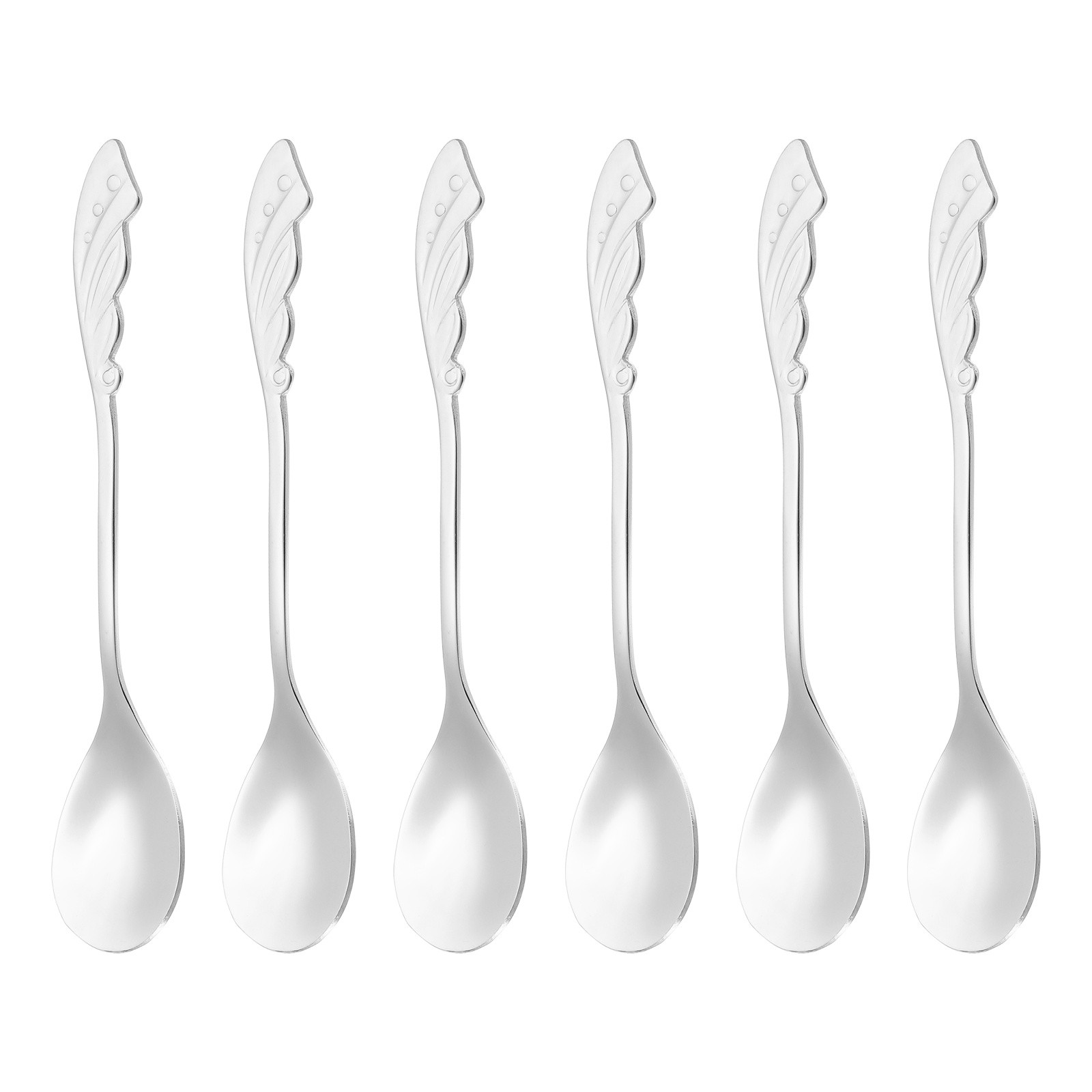 6pcs Coffee Spoons, Wings Tea Spoons Stainless Steel, Silver