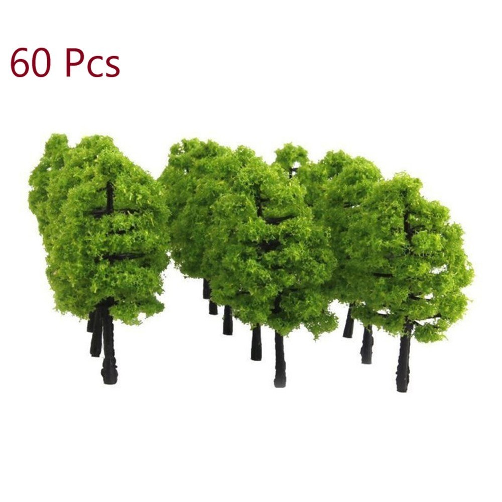 60Pcs Mini Model Trees Train Railway Architecture Tree Diorama Scenery Tree New