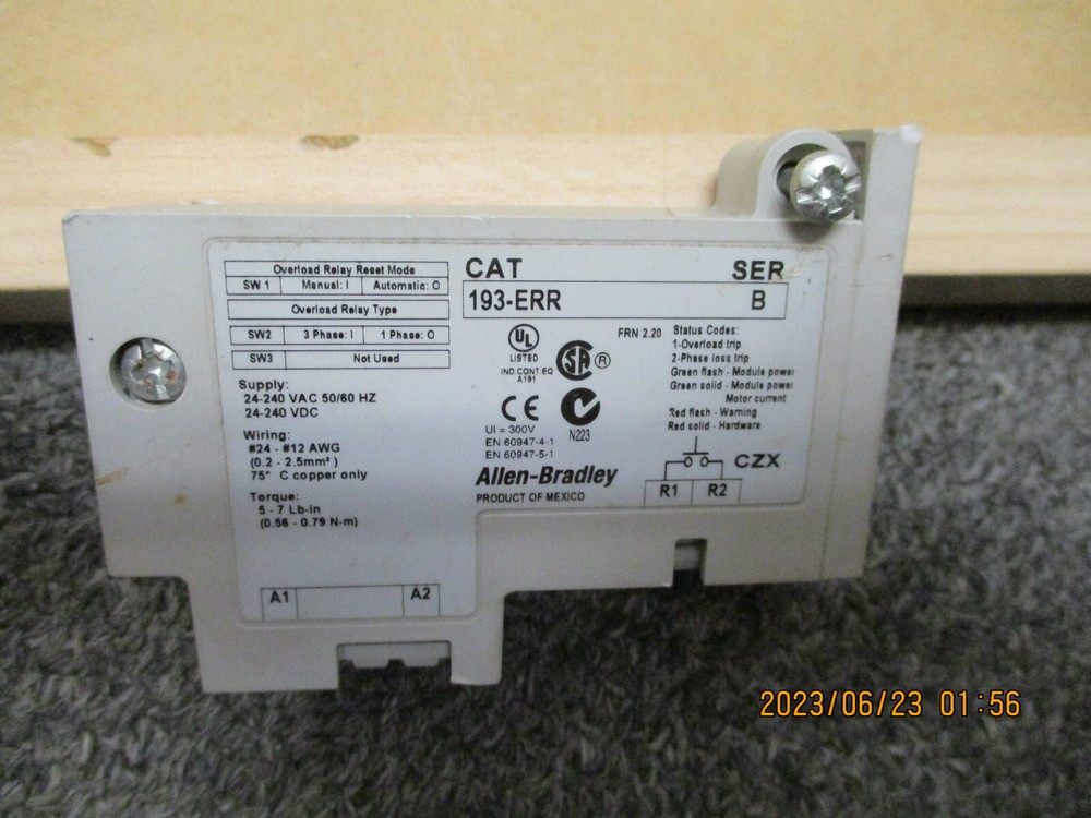 PRE-OWNED ALLEN BRADLEY 193-ERR REMOTE RESET MODULE, GREAT CONDITION.