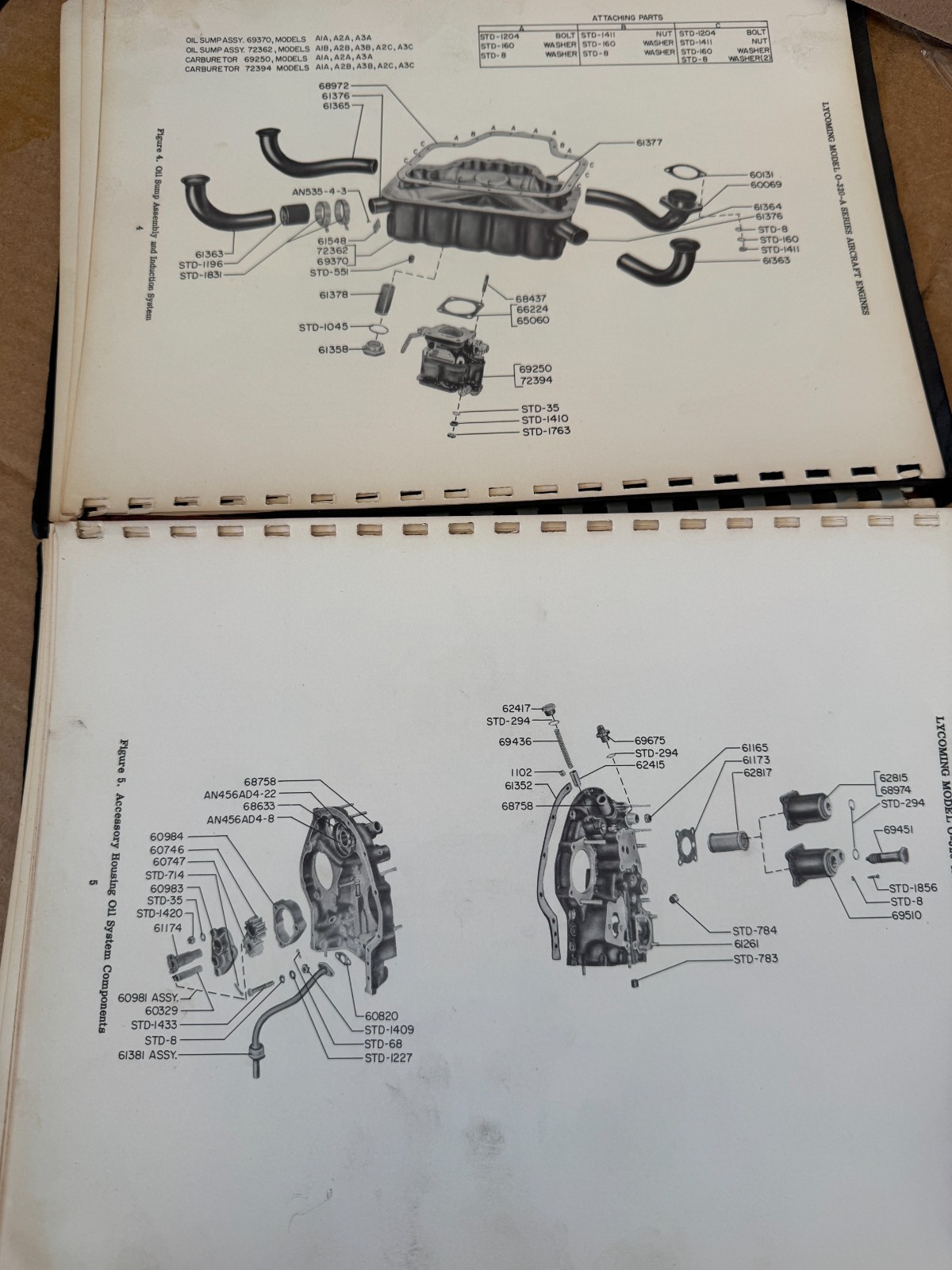 Original Lycoming 0-235 & 0-290 OH Manual 3rd Ed & O-320-B Parts -1960 Edition
