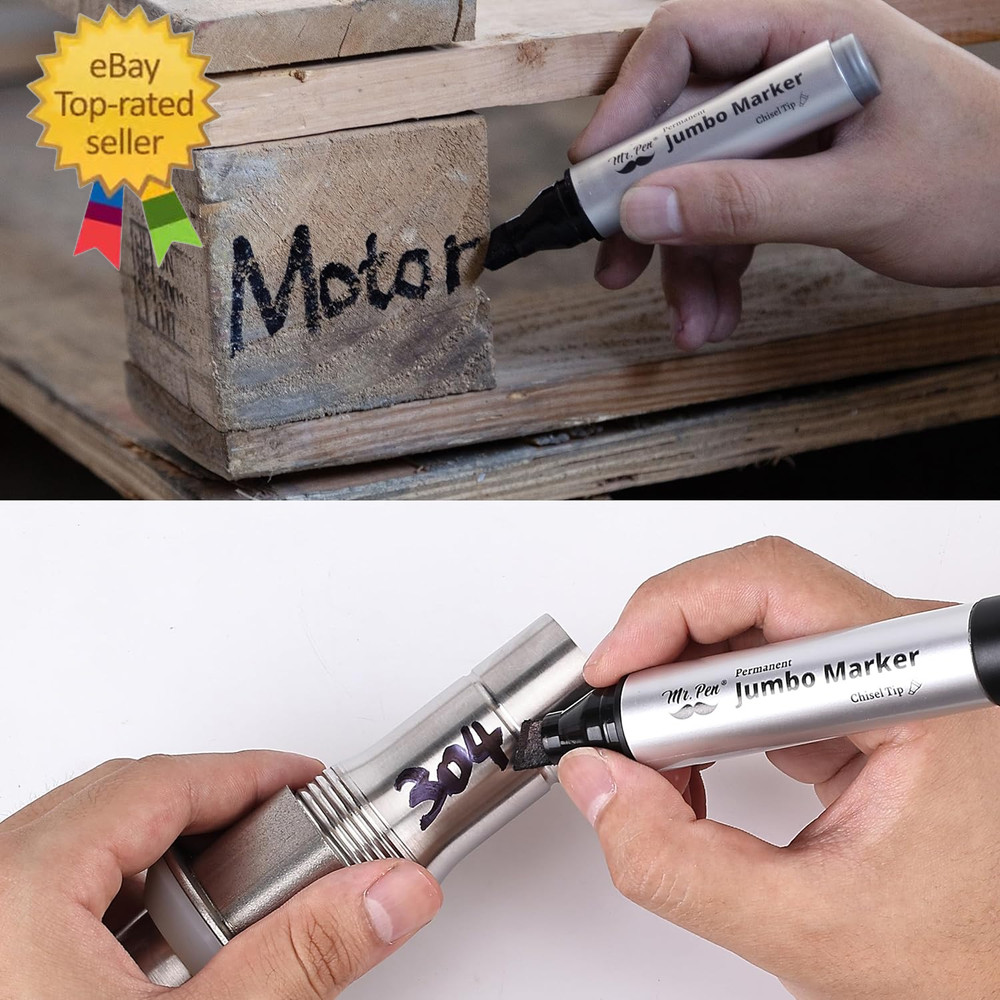 - Jumbo Permanent Markers, 4 Pack, Chisel Tip, Black, Thick, Large, Wide Tip