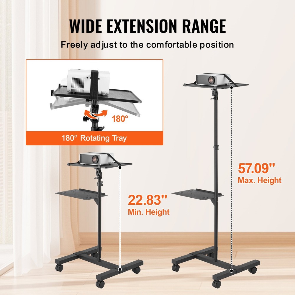 Projector Stand with Wheels, Projector Floor Stand Adjustable Height from 22.8 t