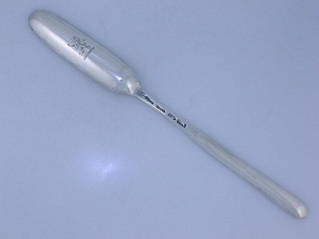 George III Silver Marrow Scoop London c1764 w/ standing lion & crown crest