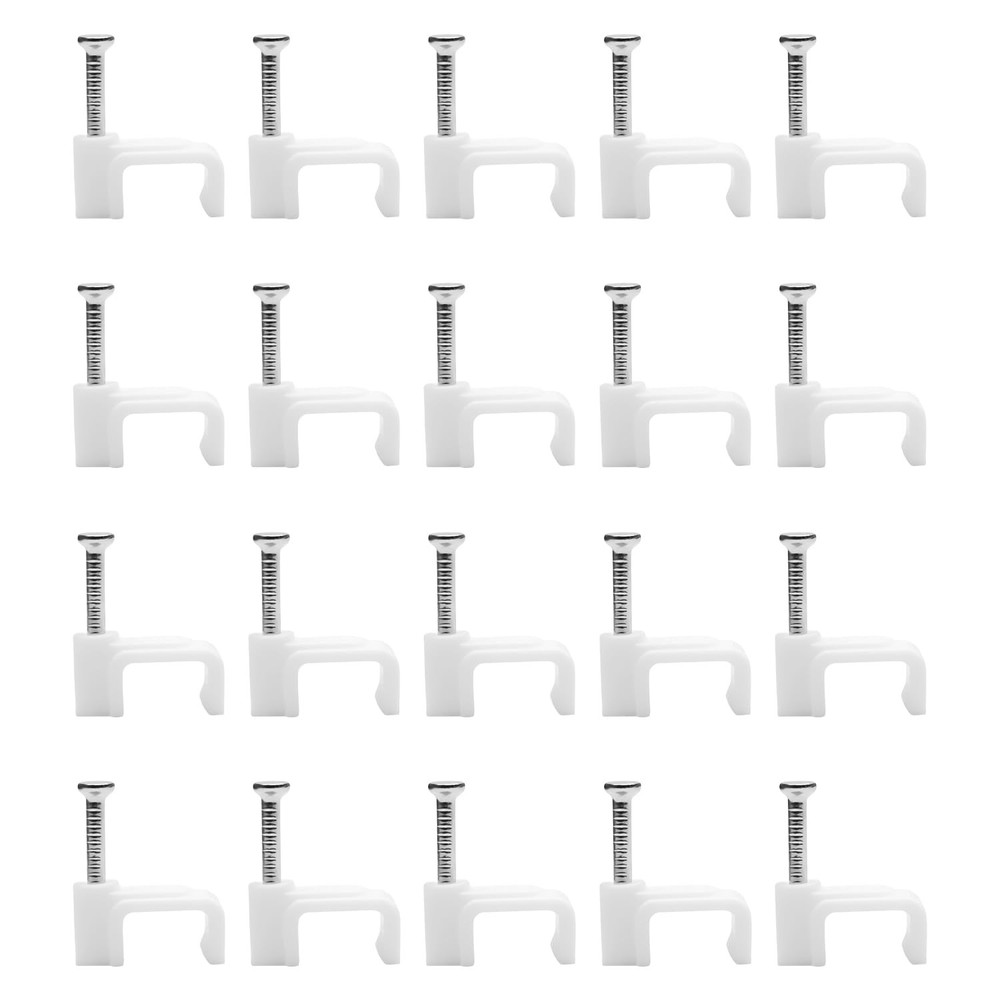 100 Pack Cable Clips, 8 mm White Flat Ethernet Wire 8 millimeters,