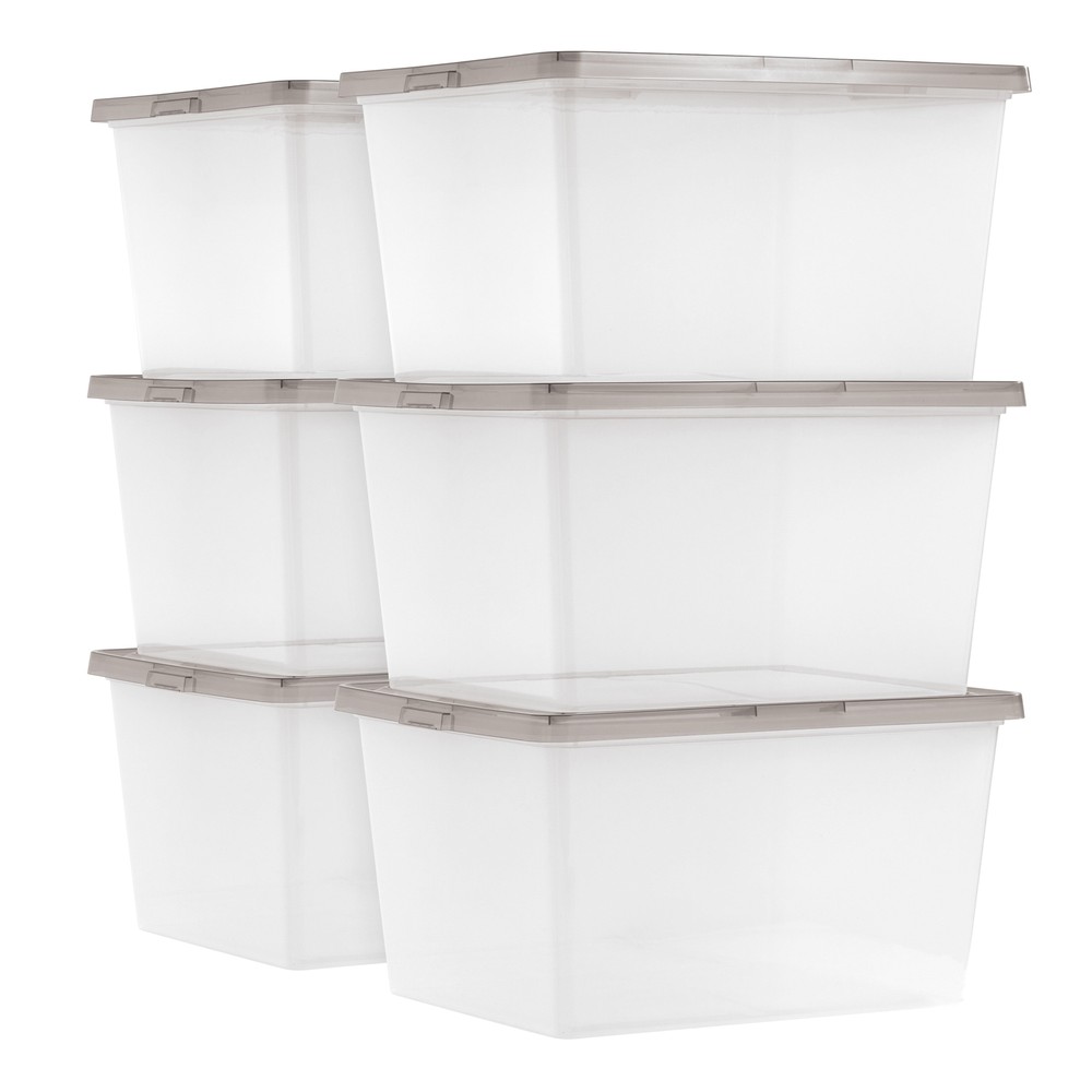17 Qt. Plastic Storage Bins with Lids, Clear, Stackable Totes, Containers 8Pk