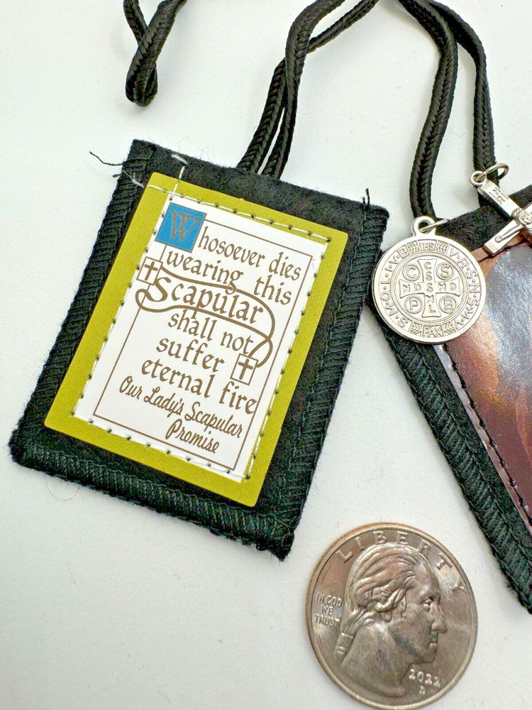 Seven Sorrows of Mary Scapular Black w/ St. Benedict and crucifix medals