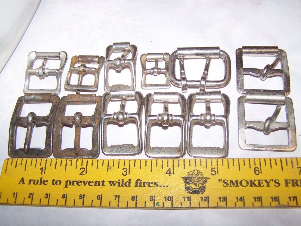 NOS Vintage Rectangular Single Double Prong Roller Buckle for Leather Strap
