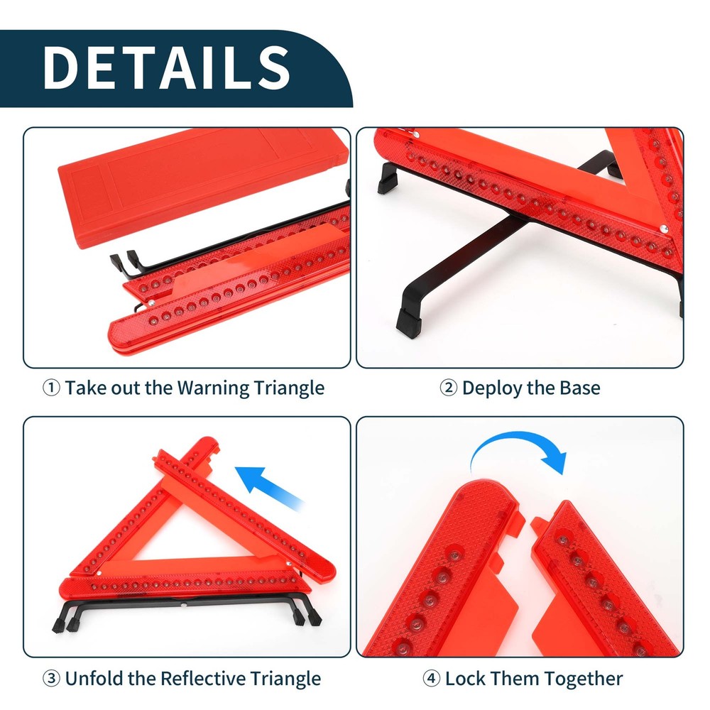 Car Signal Triangle with Reflective Case, 1 Piece