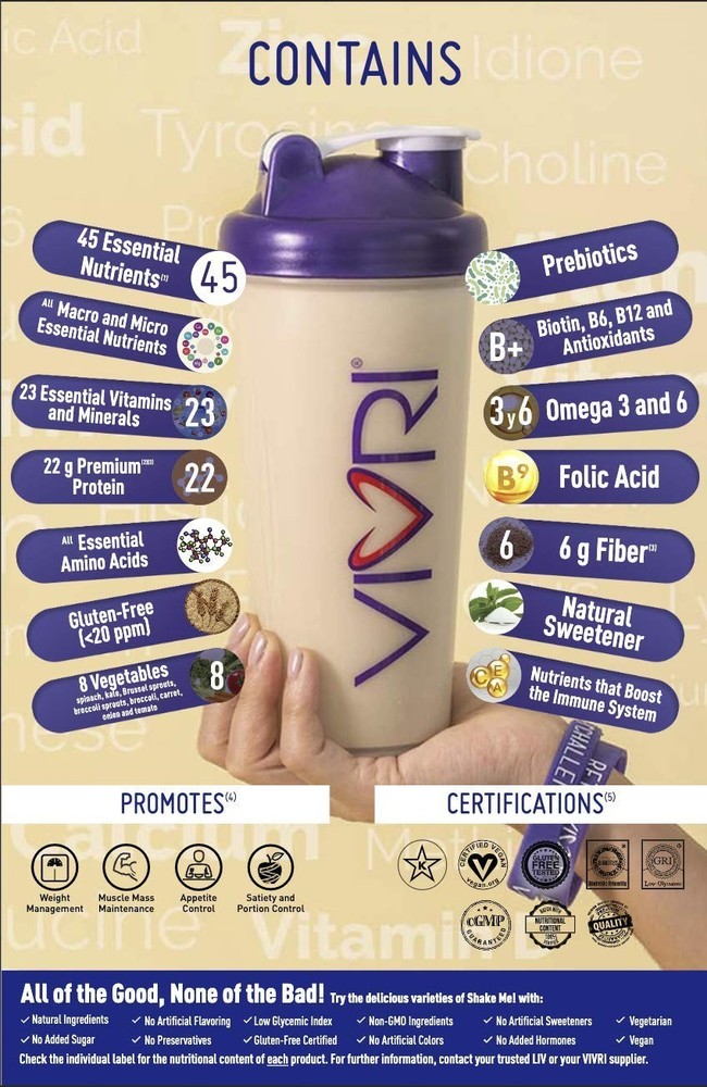 VIVRI ShakeMe TRUE ZERO Vanilla | Complete Meal Replacement | 20 Servings.