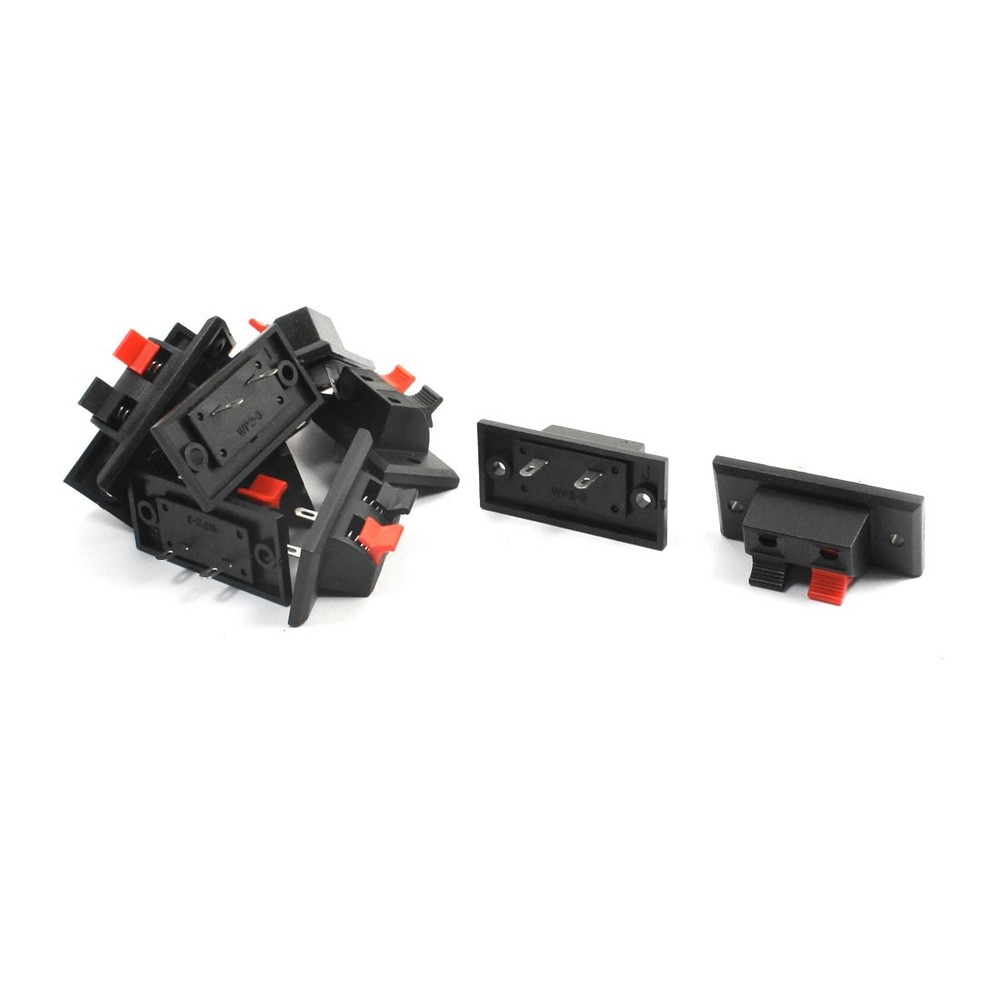 10Pcs Red Black 2 Position Cable Clip Socket Push Speaker Terminal Block