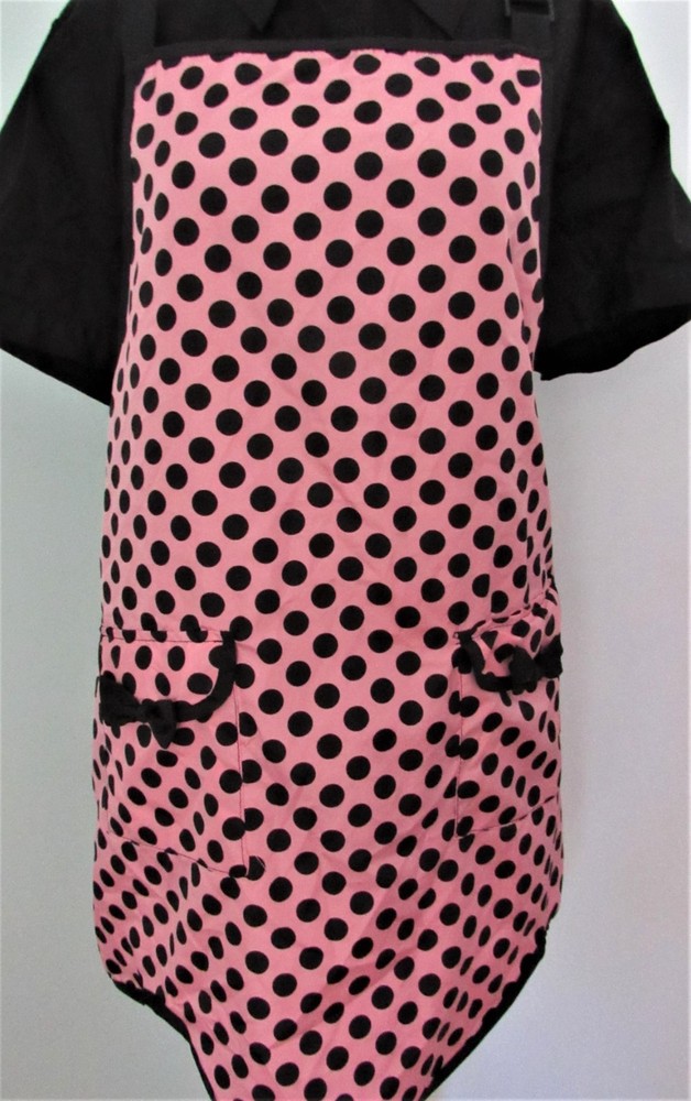 NWT TEFLON PINK POLKADOT KITCHEN APRON 100% POLYESTER