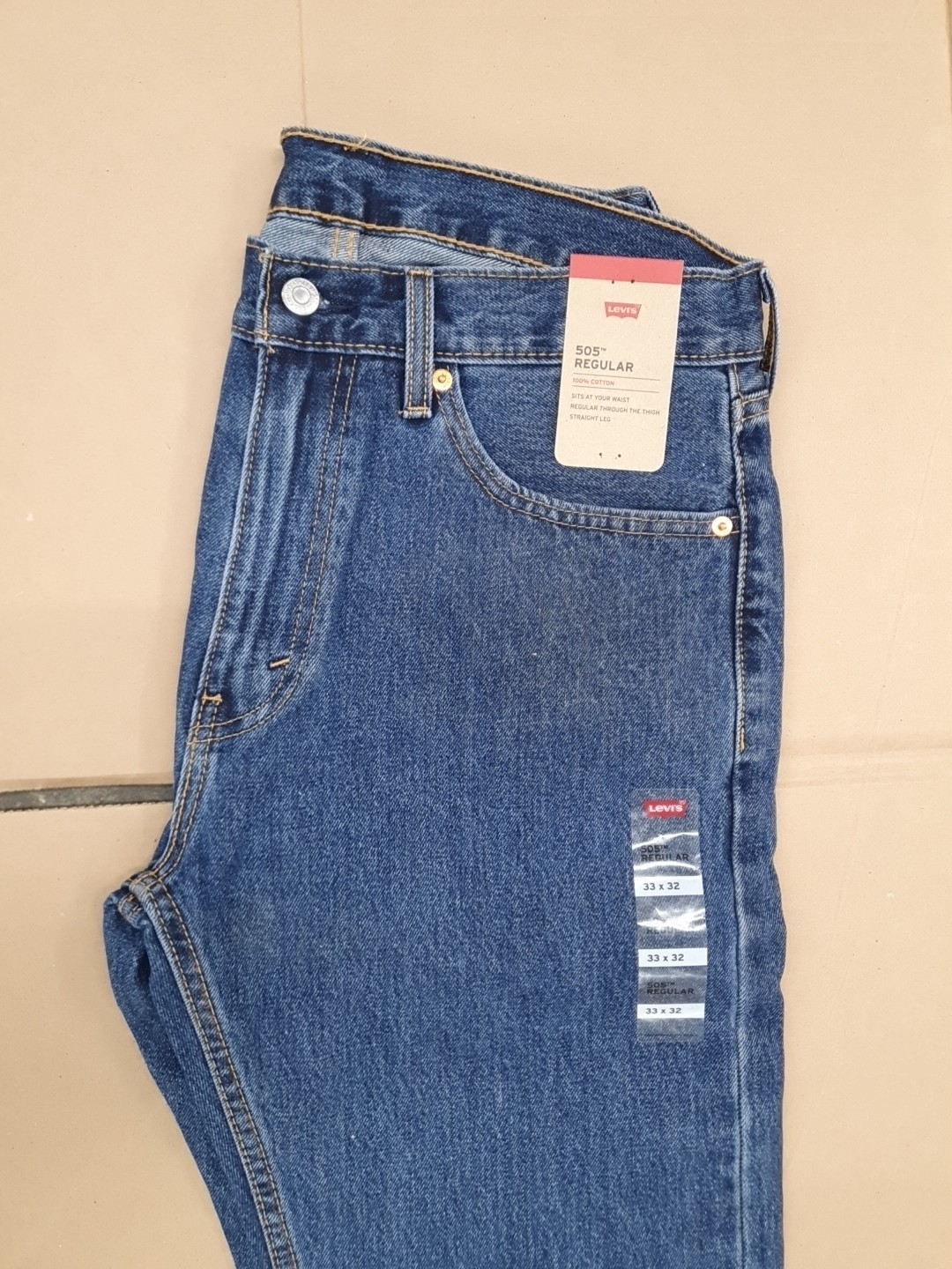 Levi's Men's 505 Regular Fit Denim Jeans CG2 Medium Stonewash Size 33 X 32 NWT
