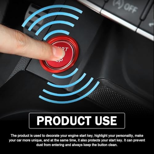 Car Engine Start Button Covers, Push Start Button Cover Stickers, 2 PCS Red