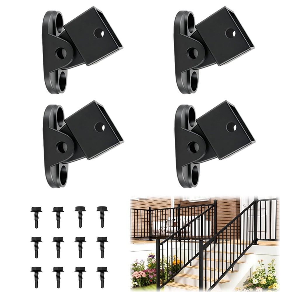 Modular 4-Pack Aluminum Adjustable Deck Railing Bracket, Deck Brackets Stair ...