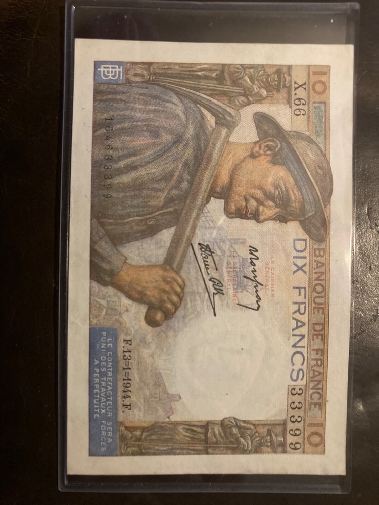 1944 FRANCE 10 FRANCS NOTE