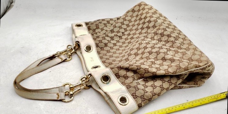 Authentic GUCCI GG monogram Pattern Tote Bag Canvas Beige/brown