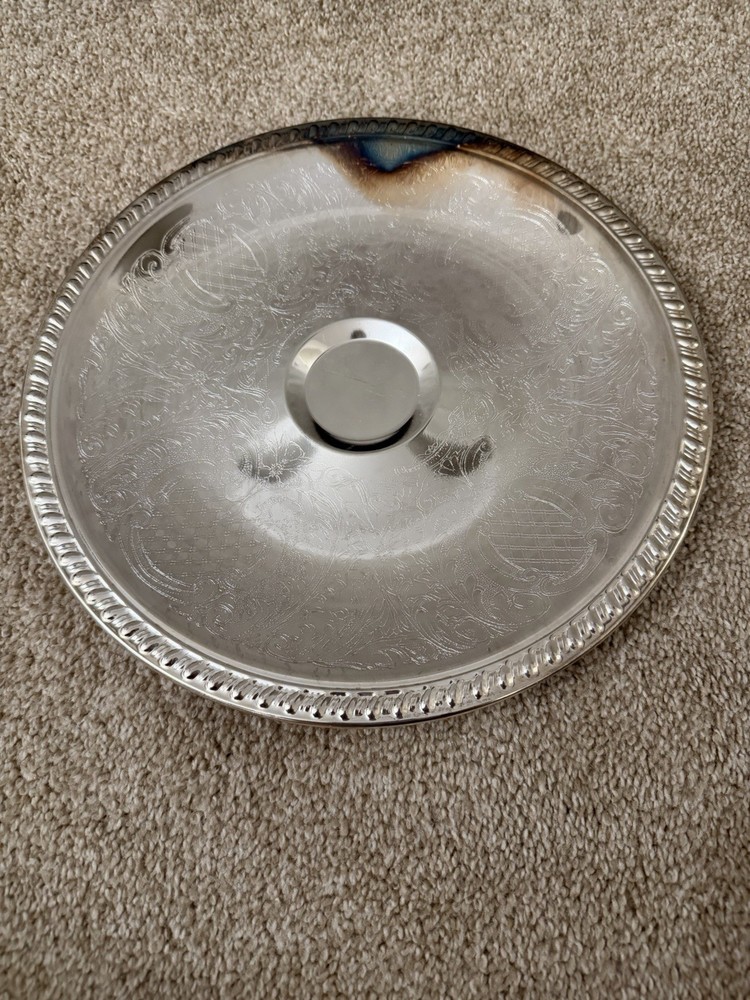 Silver Plated Decorative Platter and Cup Set Made in Italy