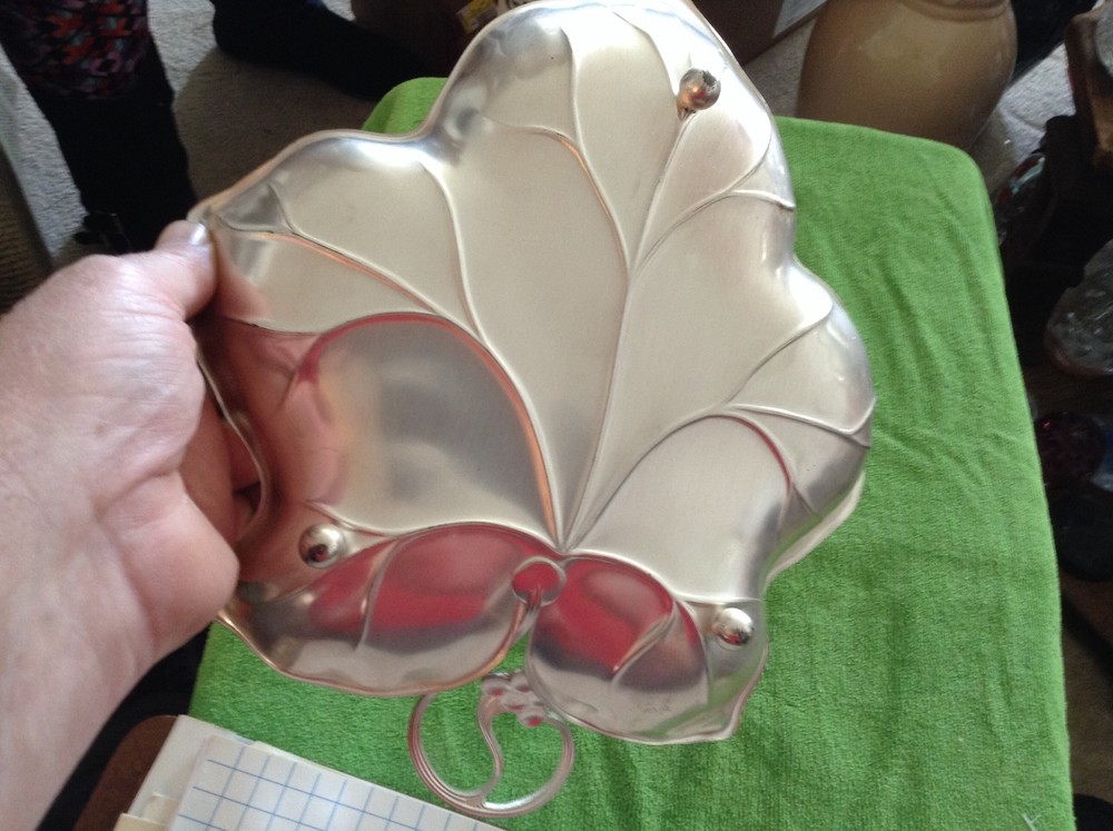Silver plated leaf shaped dish