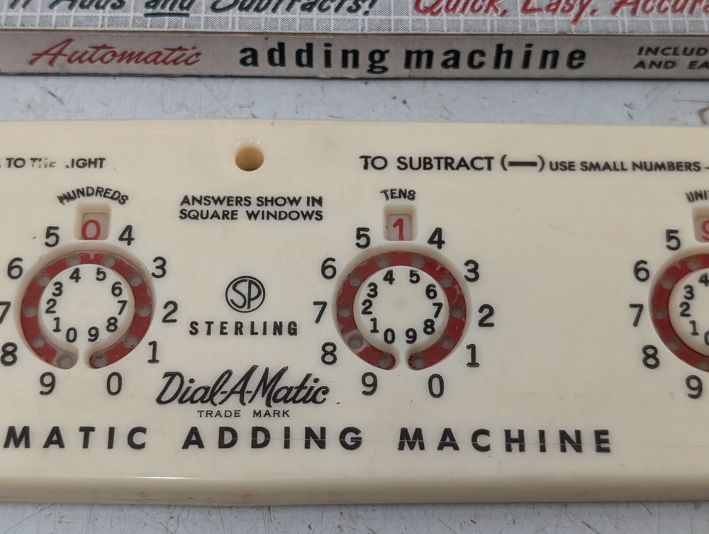 Vintage STERLING Automatic Adding Machine Original Box Math Tool Add-it Car Gift
